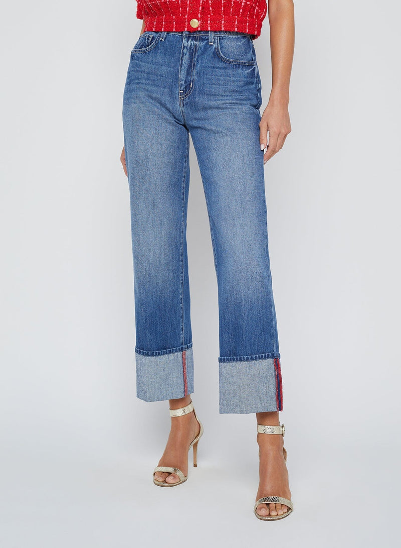 Leighton Cuffed Stovepipe Jeans-Denim-Uniquities