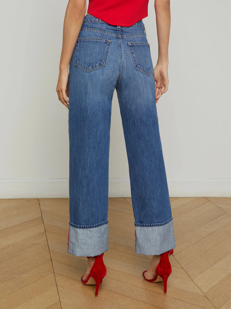 Leighton Cuffed Stovepipe Jeans-Denim-Uniquities
