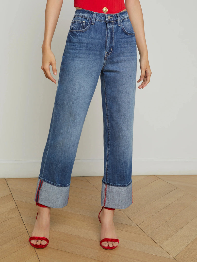 Leighton Cuffed Stovepipe Jeans-Denim-Uniquities