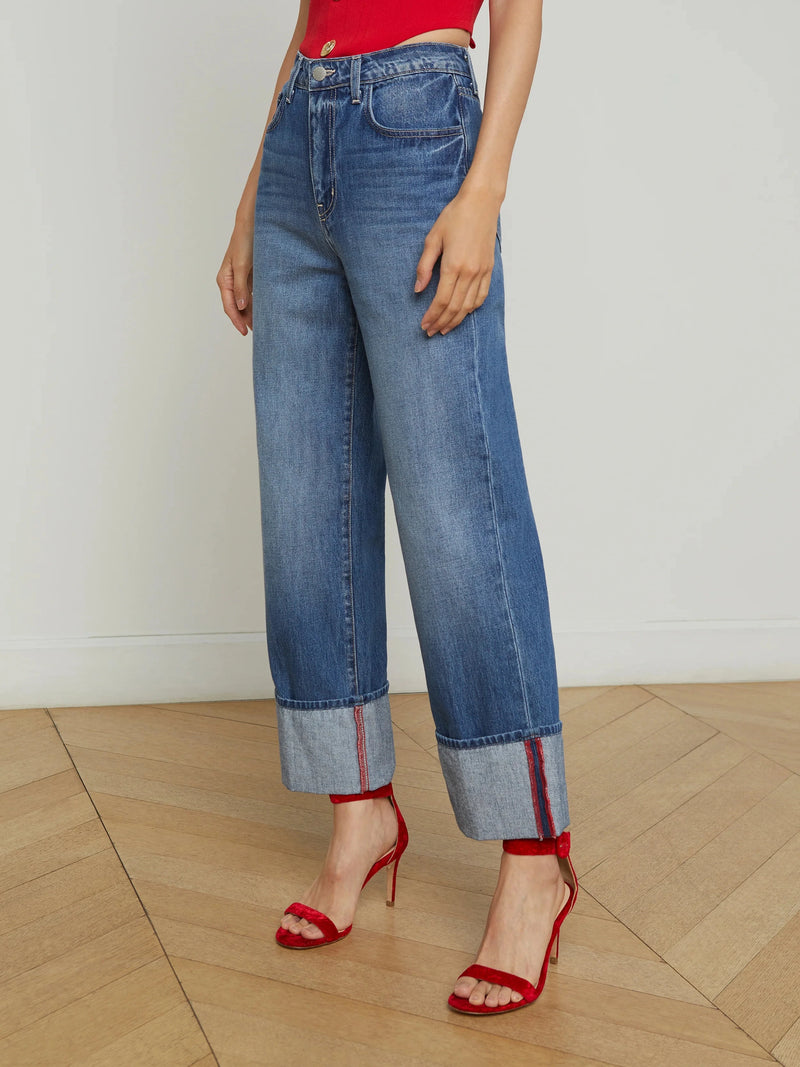 Leighton Cuffed Stovepipe Jeans-Denim-Uniquities