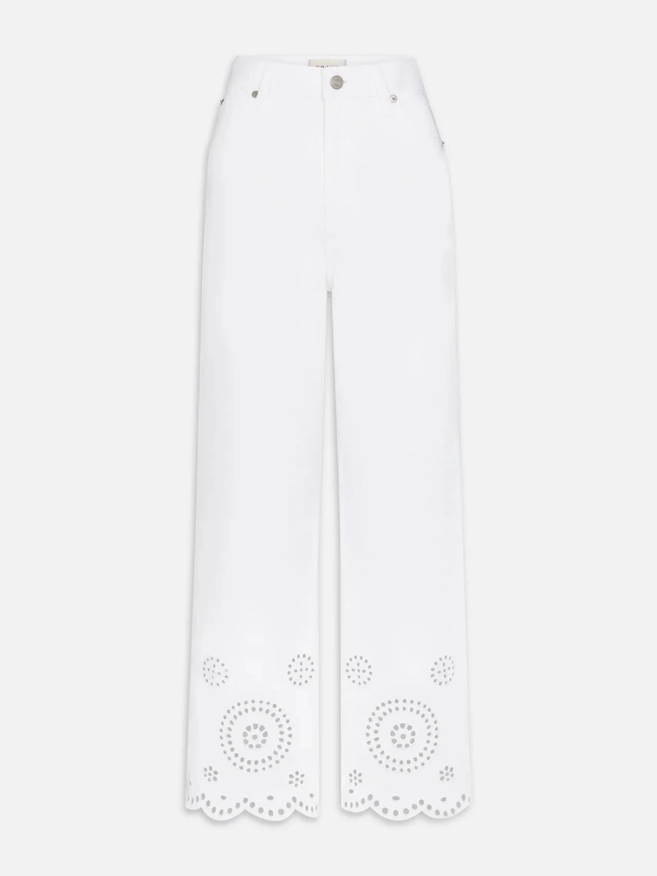 Eyelet Wide Flare-Denim-Uniquities