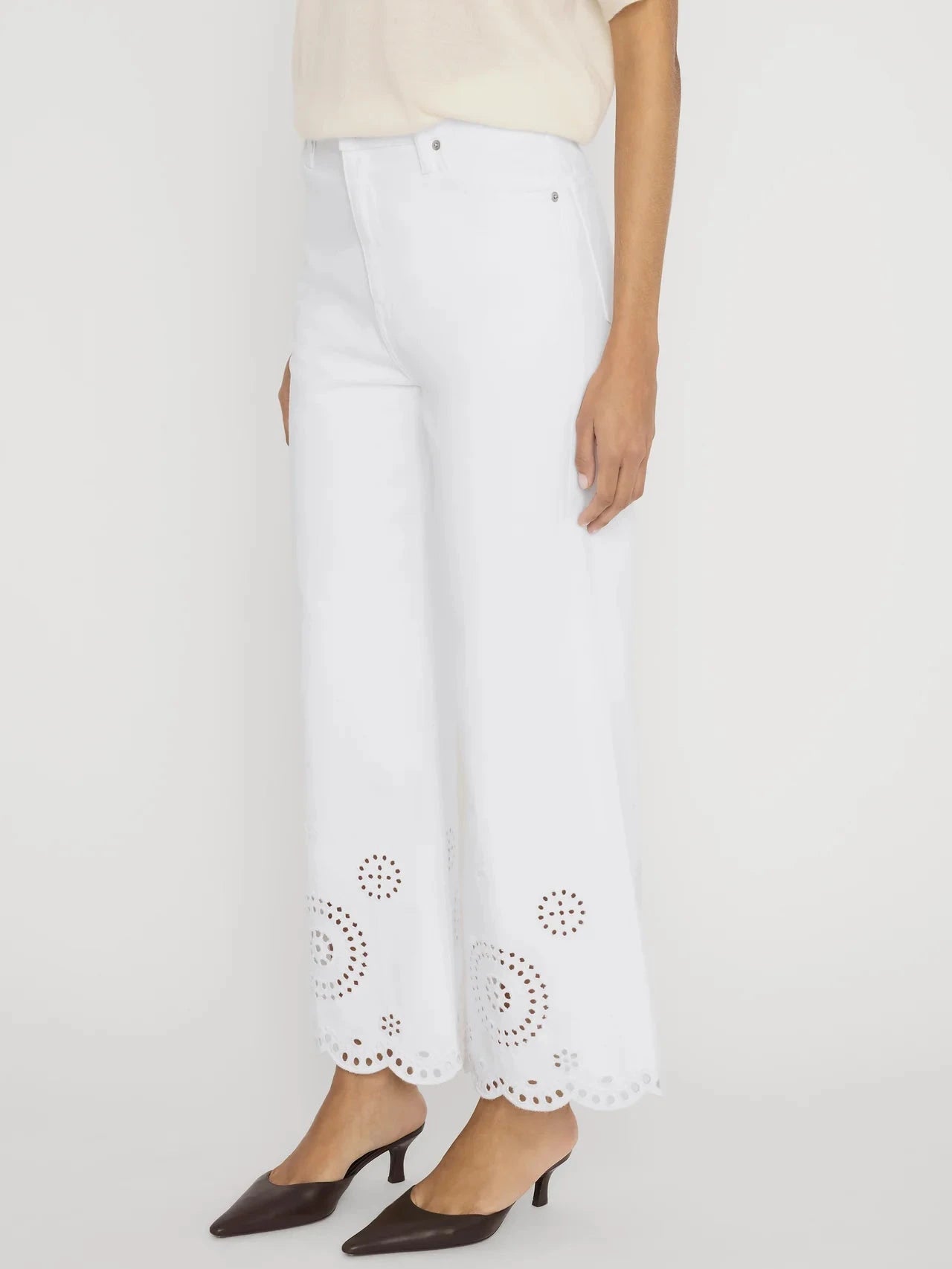 Eyelet Wide Flare-Denim-Uniquities