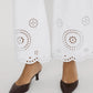 Eyelet Wide Flare-Denim-Uniquities