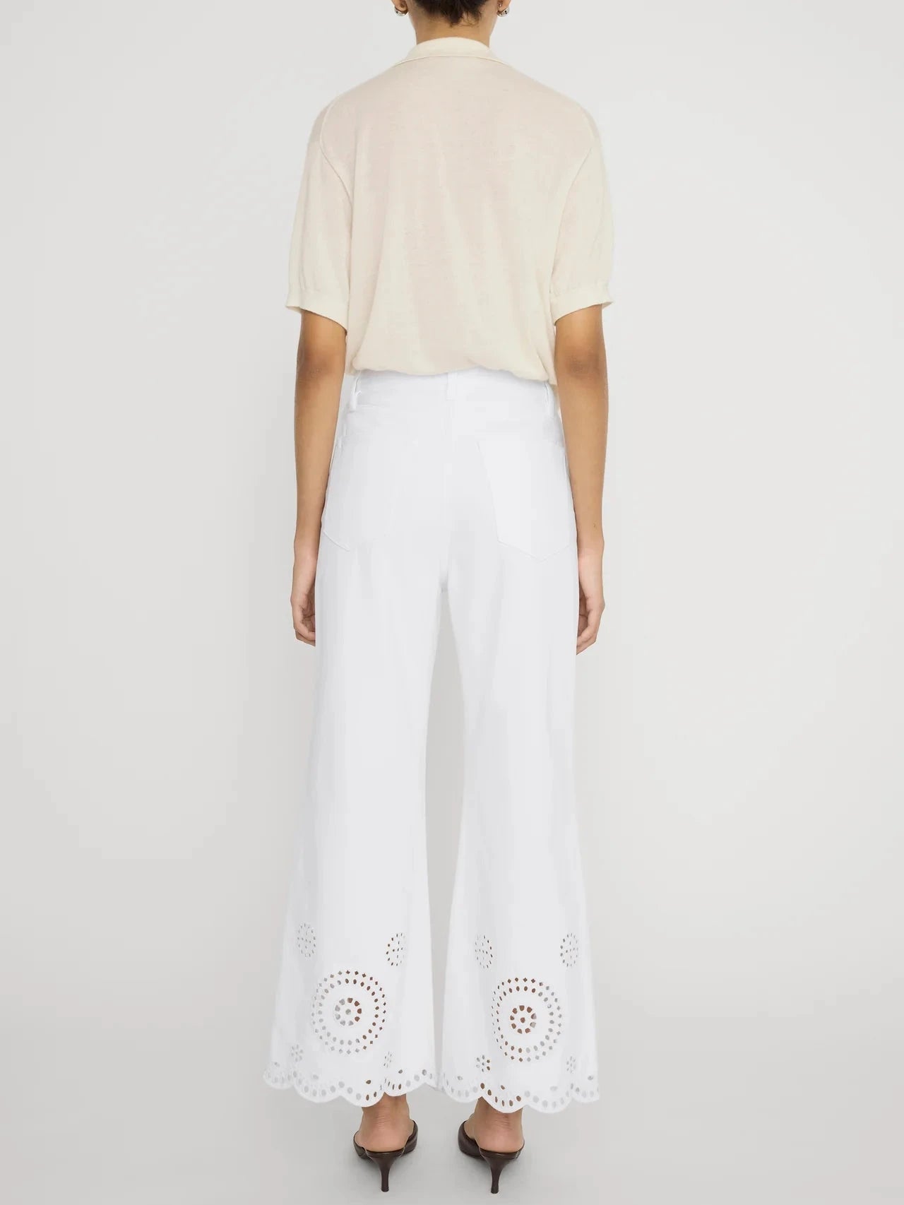 Eyelet Wide Flare-Denim-Uniquities