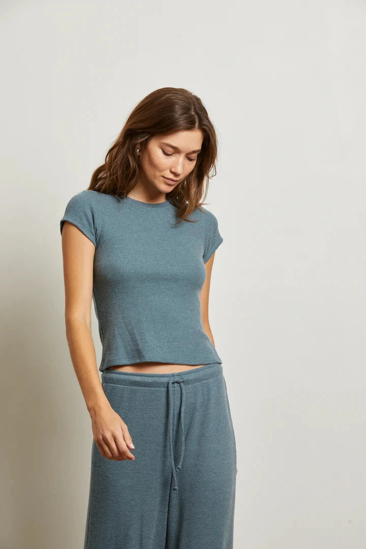 Mindy Brushed Waffle Tee-Tee Shirts-Uniquities