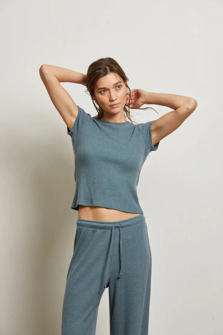 Mindy Brushed Waffle Tee-Tee Shirts-Uniquities