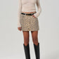 Ramona Mini Skirt in Natural Cheetah-Denim-Uniquities