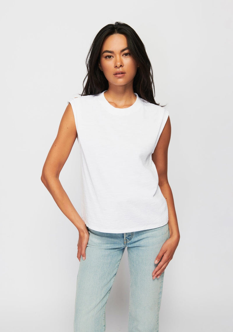 Marina Muscle Tee With Shoulder Snaps-Tops/Blouses-Uniquities