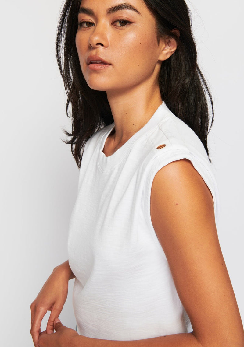 Marina Muscle Tee With Shoulder Snaps-Tops/Blouses-Uniquities