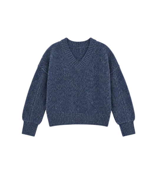 Boxy V-Neck Sweater-Sweaters-Uniquities