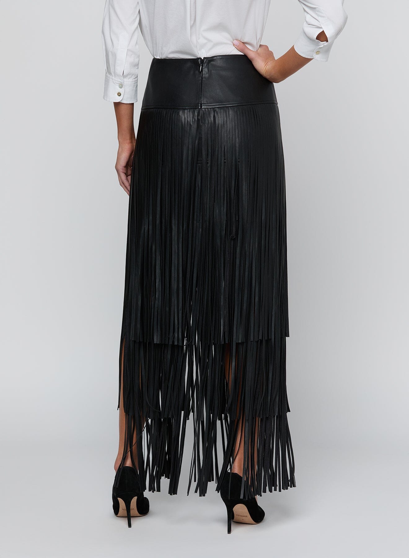 Karoline Maxi Fringe Skirt Bottoms L'AGENCE 