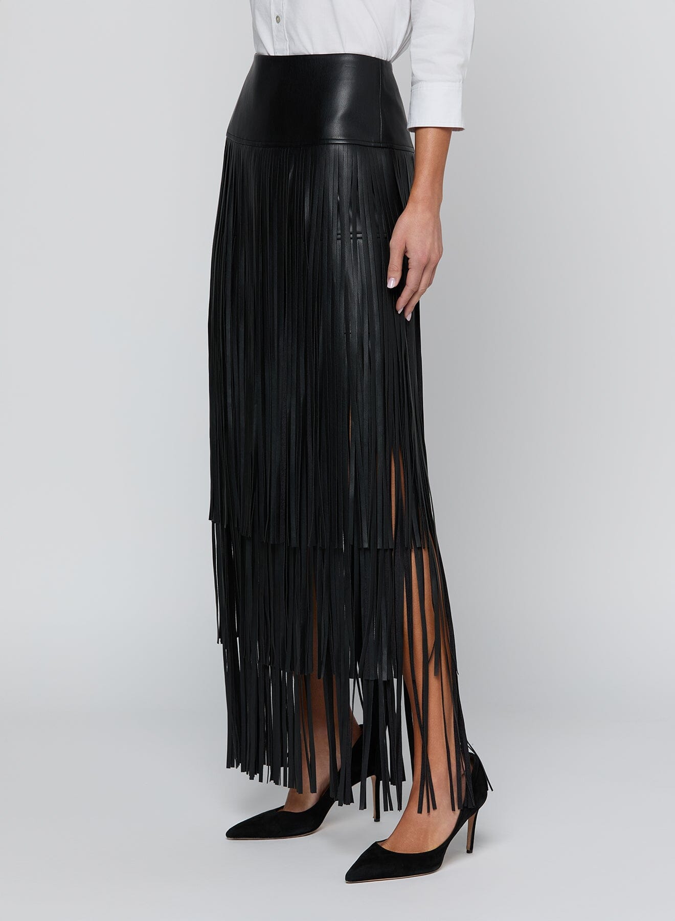 Karoline Maxi Fringe Skirt Bottoms L'AGENCE 