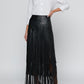 Karoline Maxi Fringe Skirt Bottoms L'AGENCE 