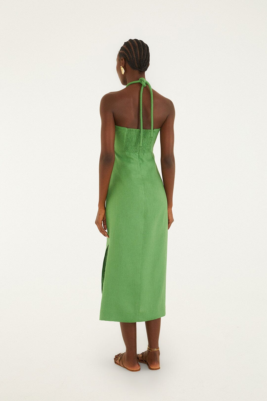 Palm Embroidery Midi Dress-Dresses-Uniquities