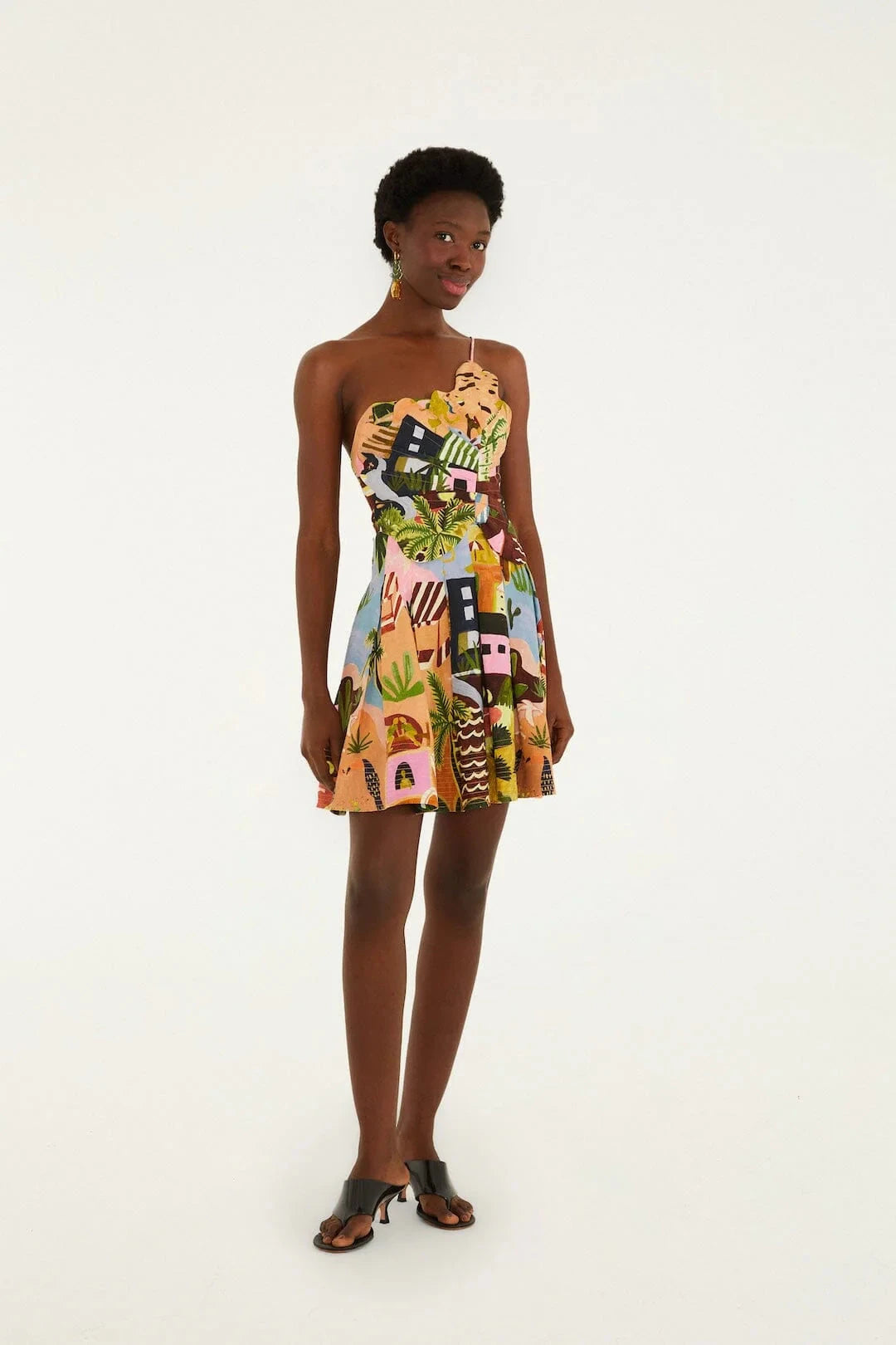Tropical Painting Mini Dress-Dresses-Uniquities