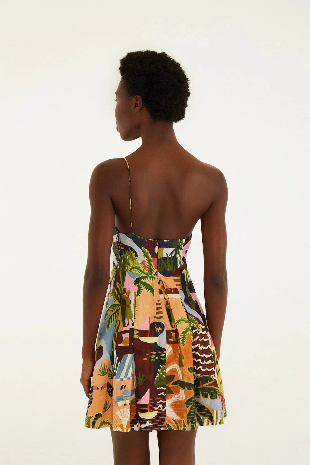 Tropical Painting Mini Dress-Dresses-Uniquities