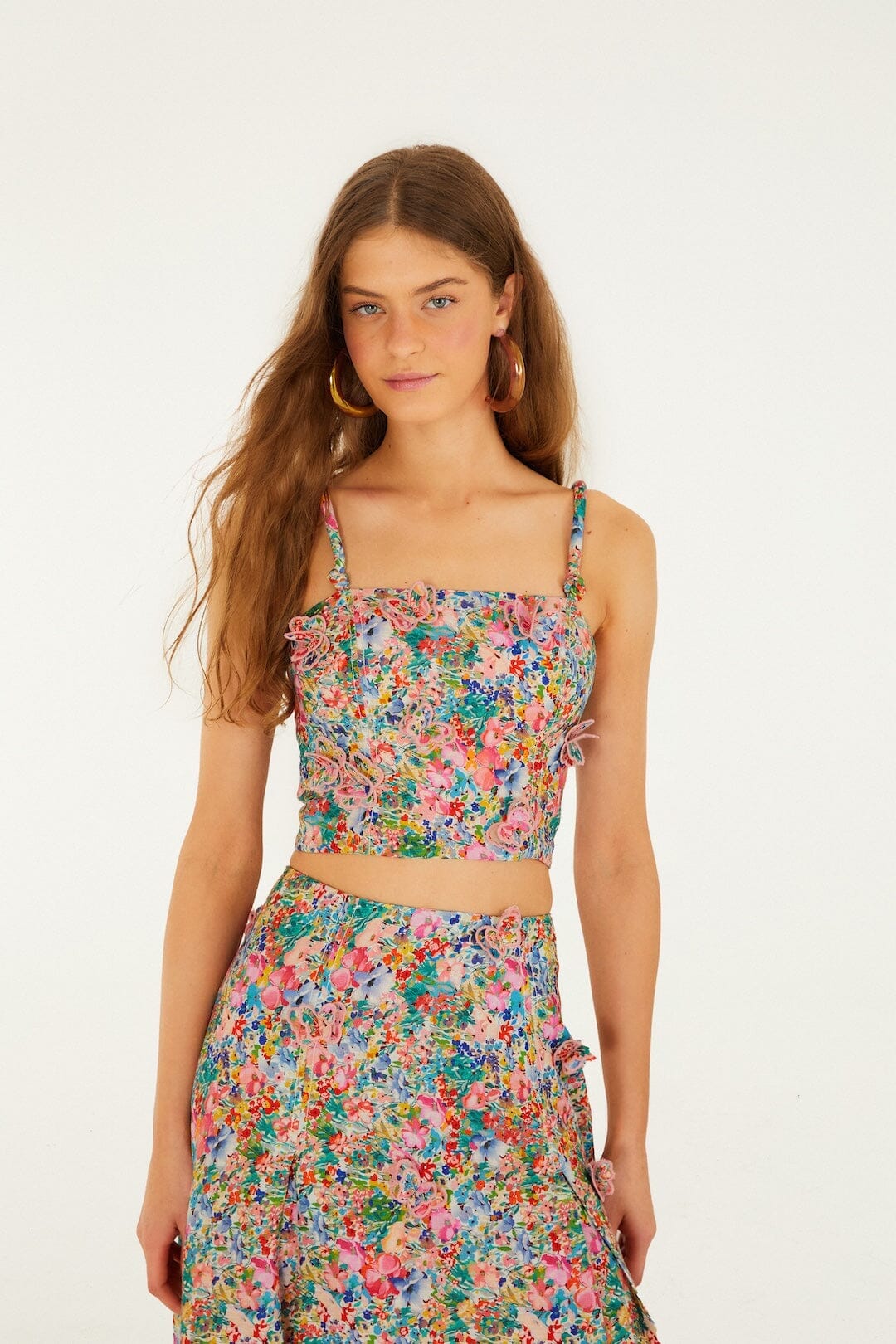 Peasant Floral Butterflies Top-Tops/Blouses-Uniquities