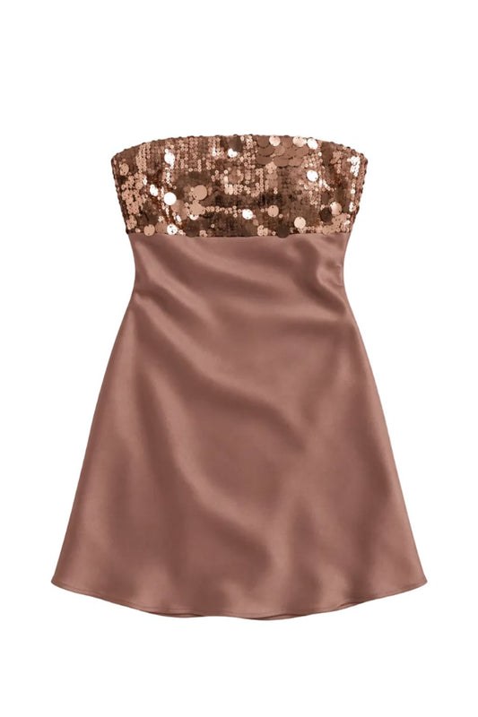 Sequin Tube Mini Dress-Dresses-Uniquities