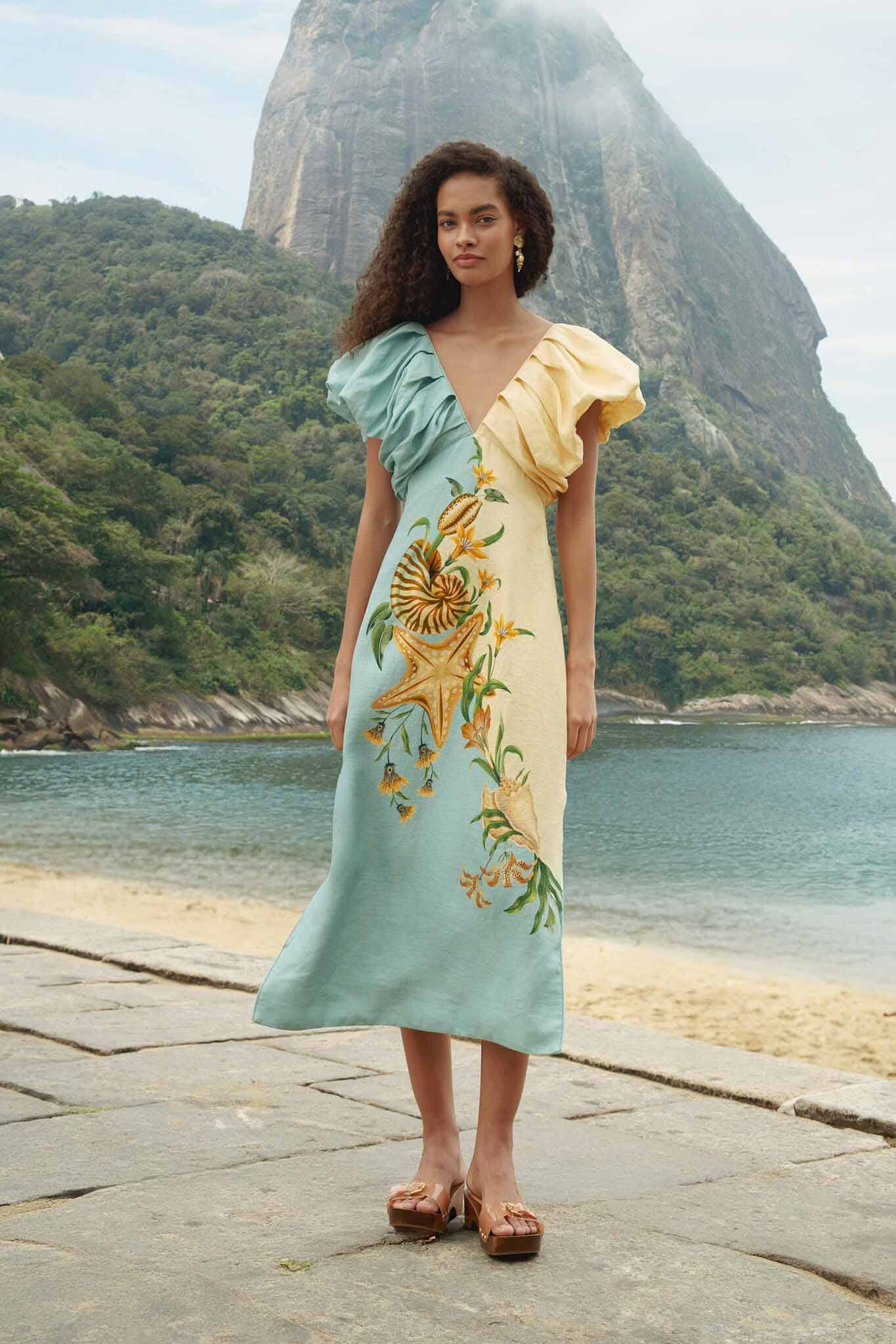 Marine Garden Midi Dress-Dresses-Uniquities