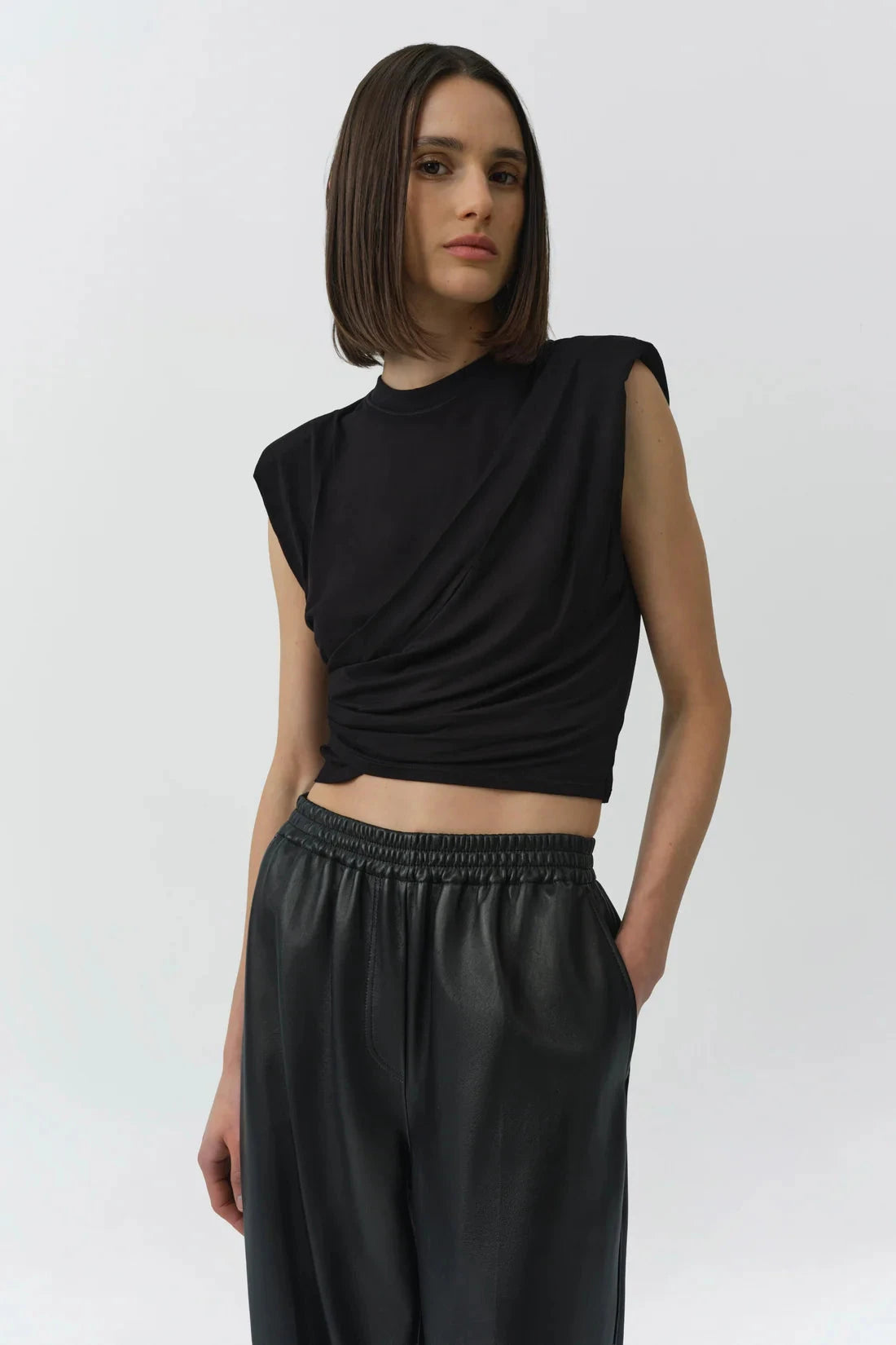 Estelle Wrap Crop Tee Tops/Blouses Simkhai 