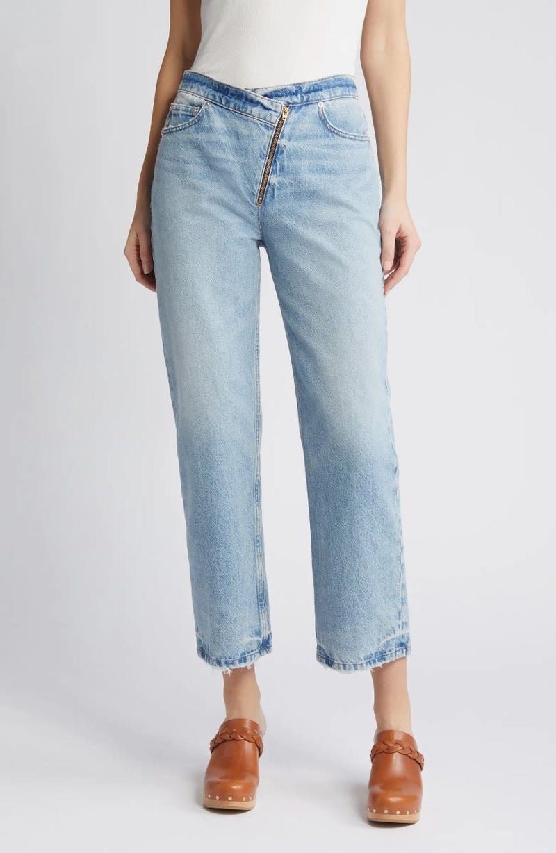 Le Jane Crop Angled Zipper Jeans-Denim-Uniquities