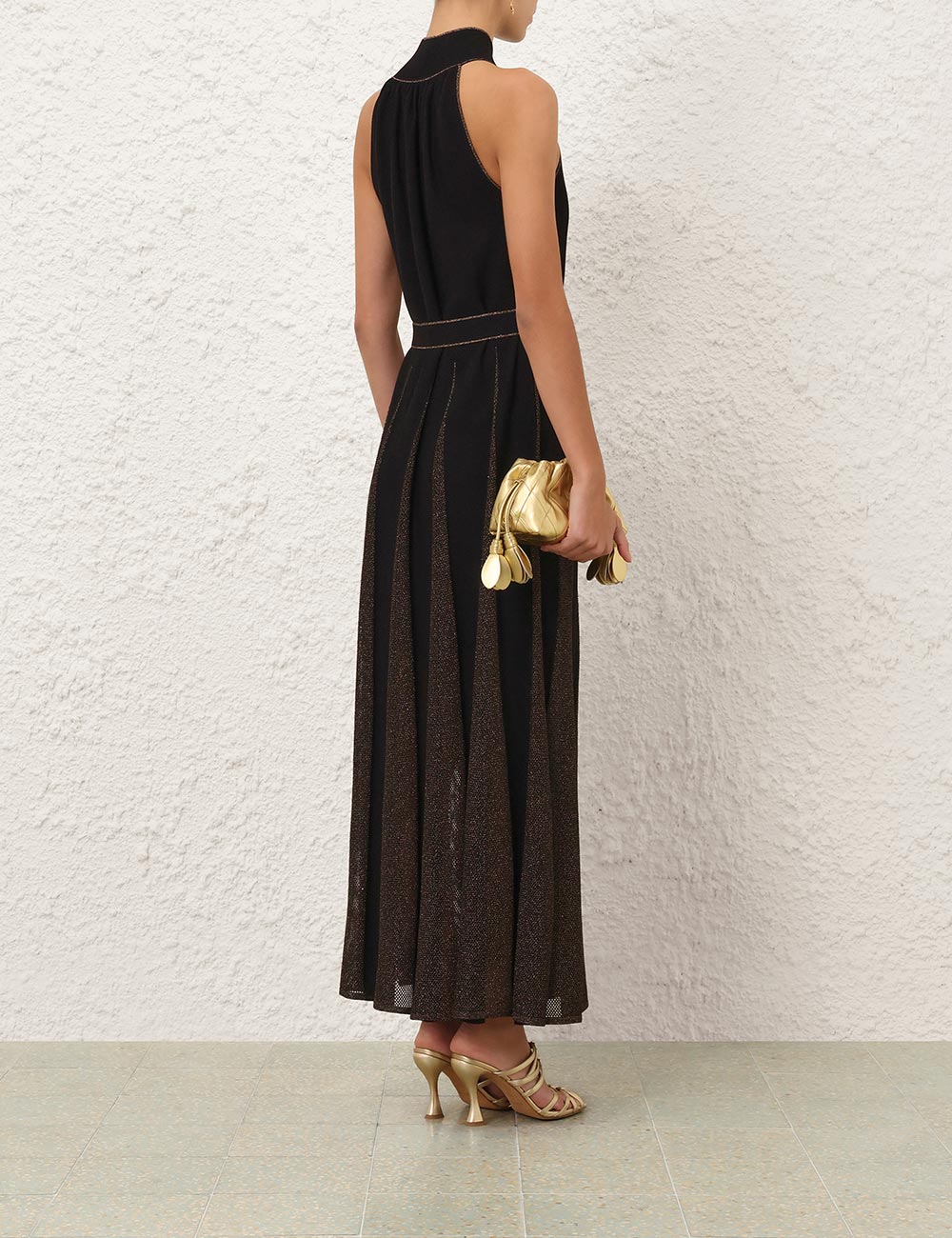 Valiant Metallic Halter Dress