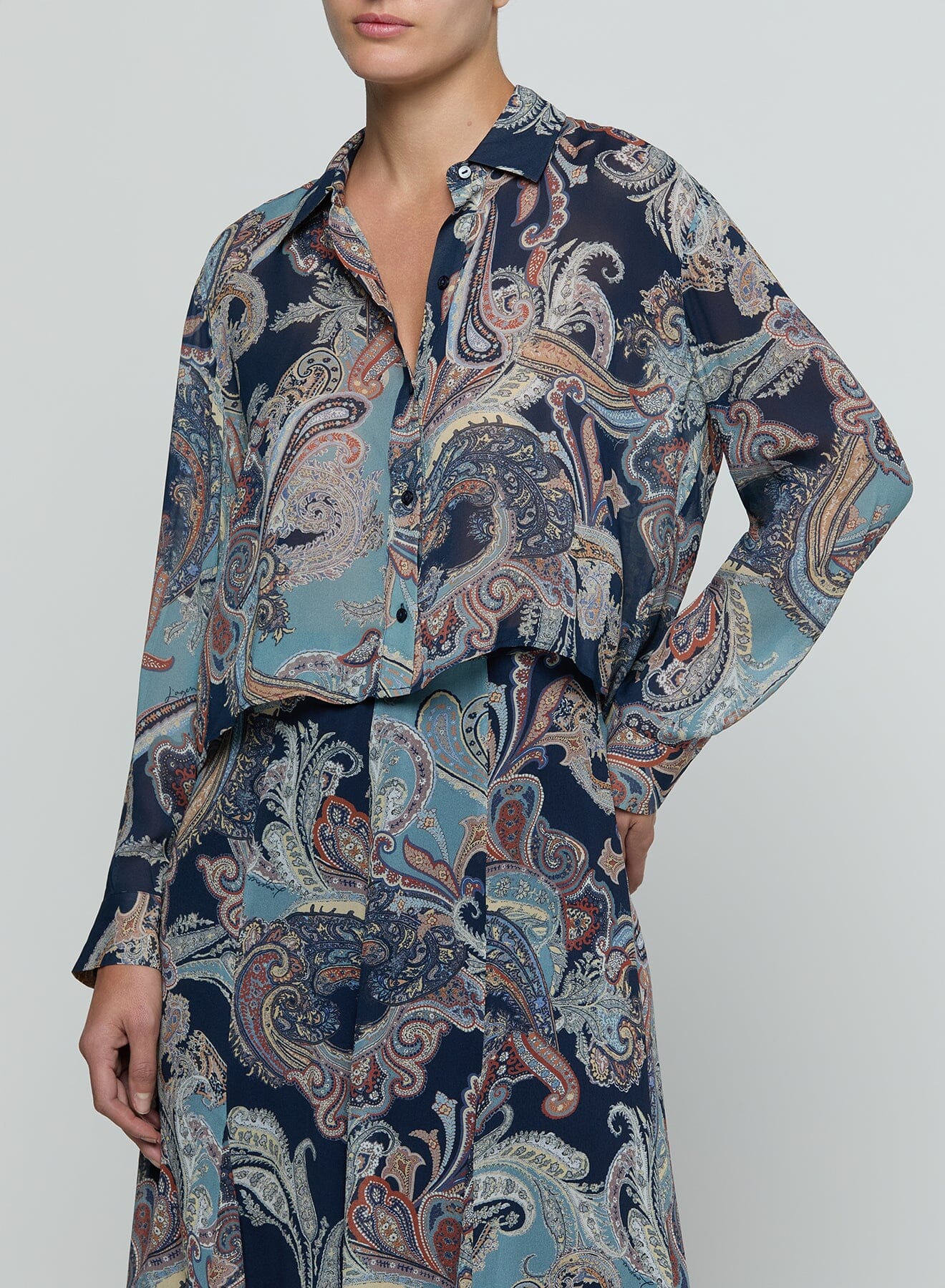Cosette Crop Hi Low Shirt Tops/Blouses L'AGENCE 