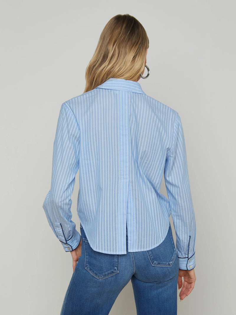 Cosette Piping Trim Crop Shirt-Tops/Blouses-Uniquities