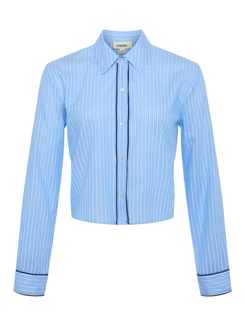 Cosette Piping Trim Crop Shirt-Tops/Blouses-Uniquities