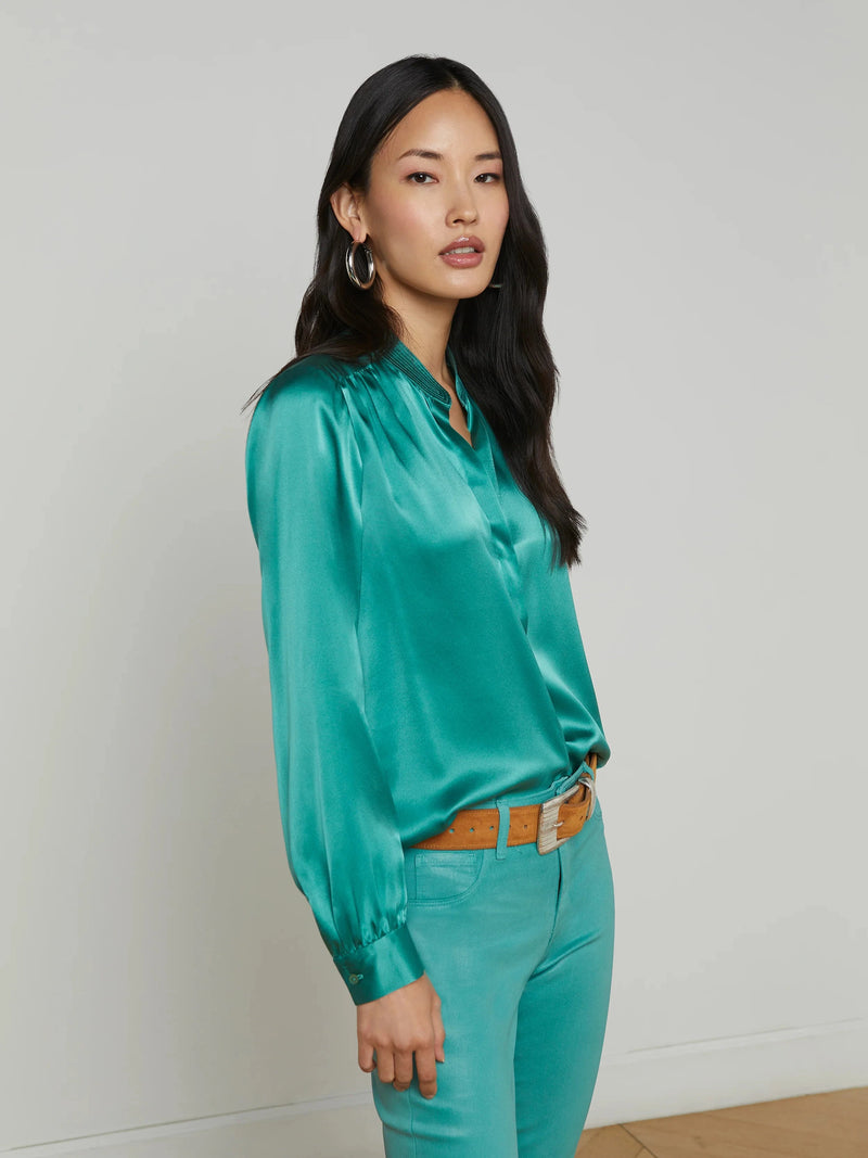 Bianca Band Collar Blouse-Tops/Blouses-Uniquities