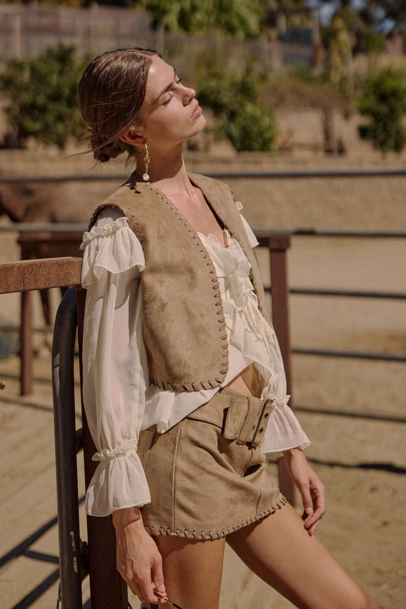 Suede Buckle Mini Skirt-Bottoms-Uniquities