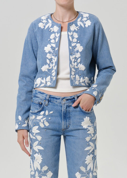 Flora Jacket with Embroidery-Jackets-Uniquities