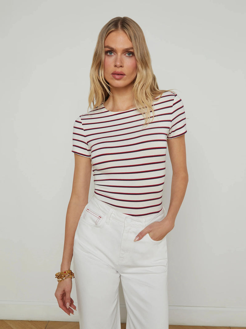Ressi Crew Short Sleeve Stripe Tee-Tee Shirts-Uniquities
