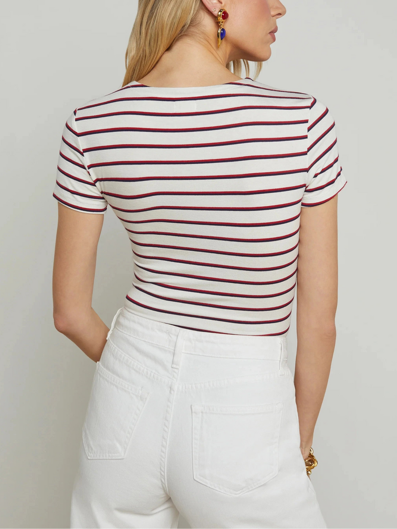 Ressi Crew Short Sleeve Stripe Tee-Tee Shirts-Uniquities