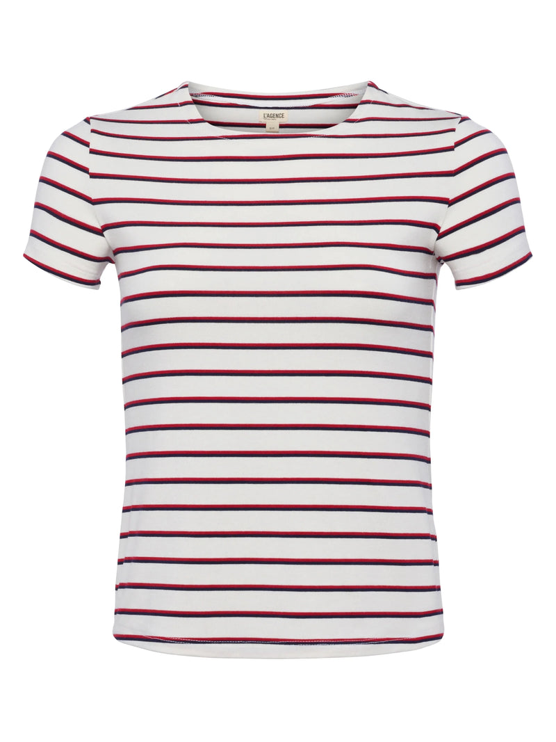 Ressi Crew Short Sleeve Stripe Tee-Tee Shirts-Uniquities