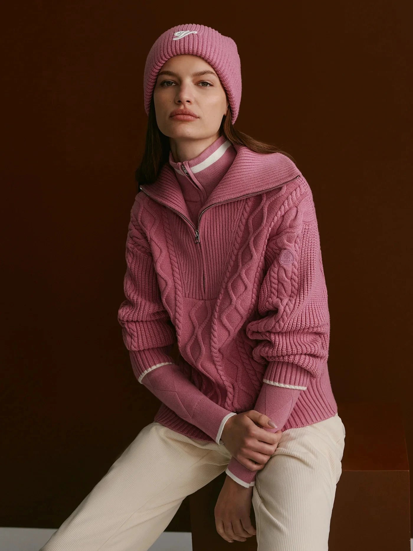 Didi Relaxed Cable Half Zip-Sweaters-Uniquities