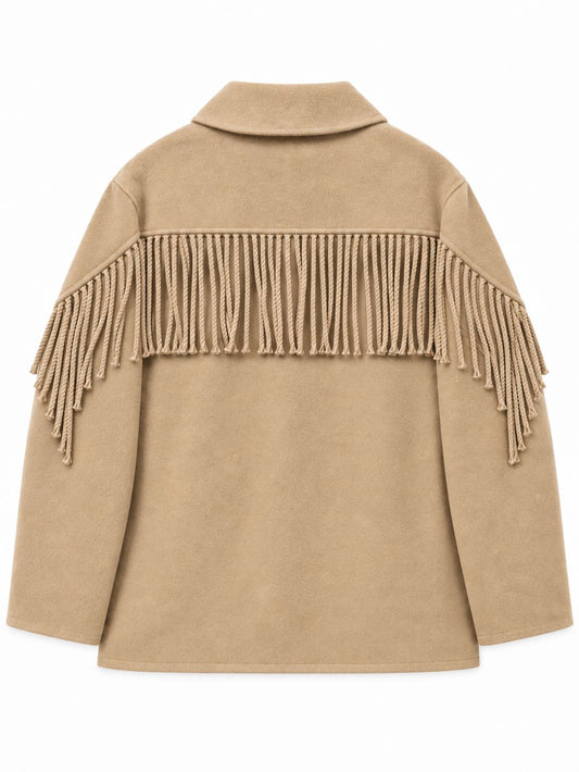 Fringe Cashmere Jacket-Jackets-Uniquities