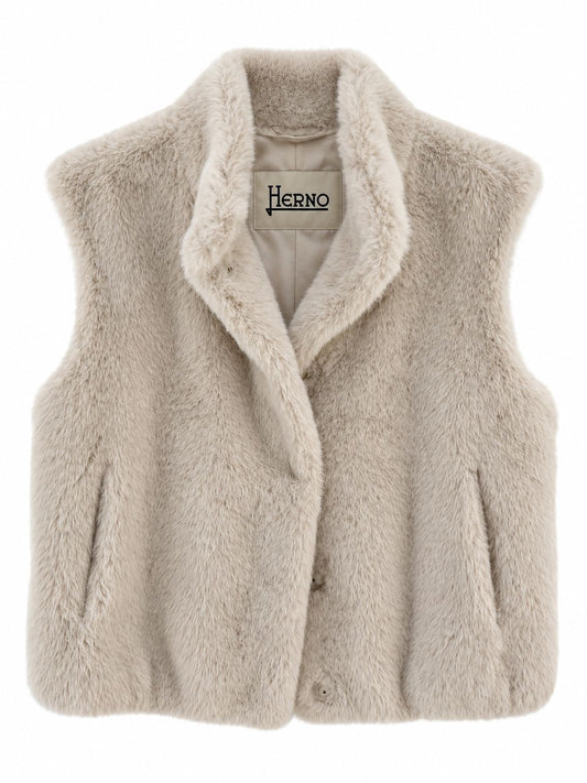 Beaver Faux Fur Vest-Jackets-Uniquities