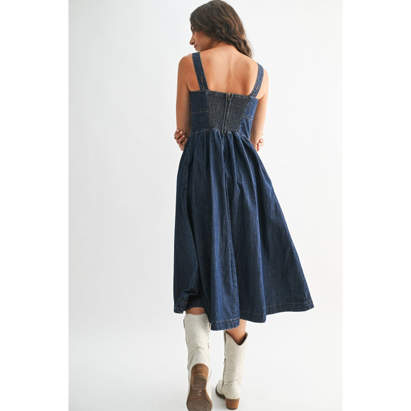 Adria Denim Midi Dress-Dresses-Uniquities