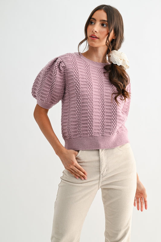 Cameron Puff Sleeve Sweater-Sweaters-Uniquities