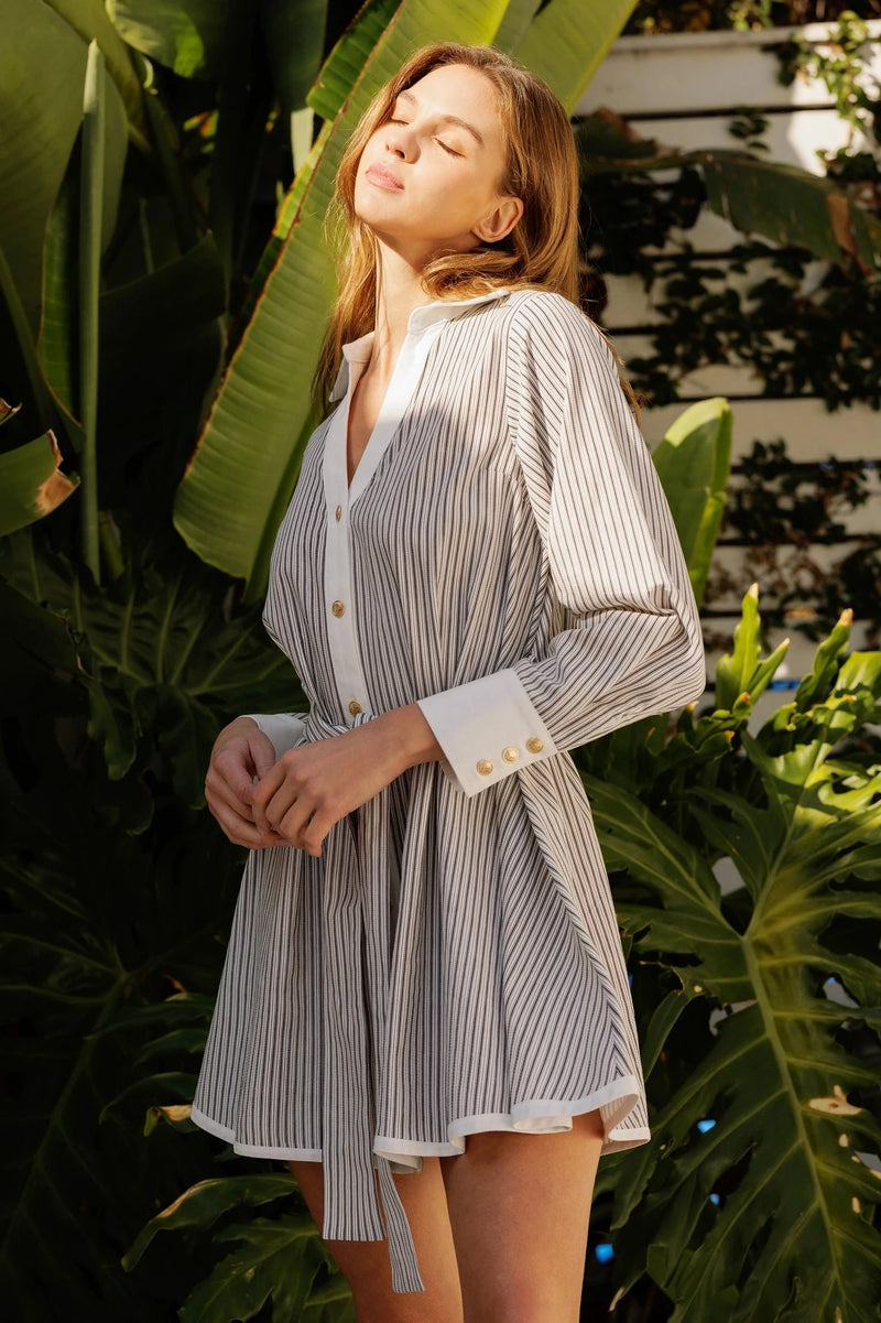 Val Striped Mini Dress-Dresses-Uniquities