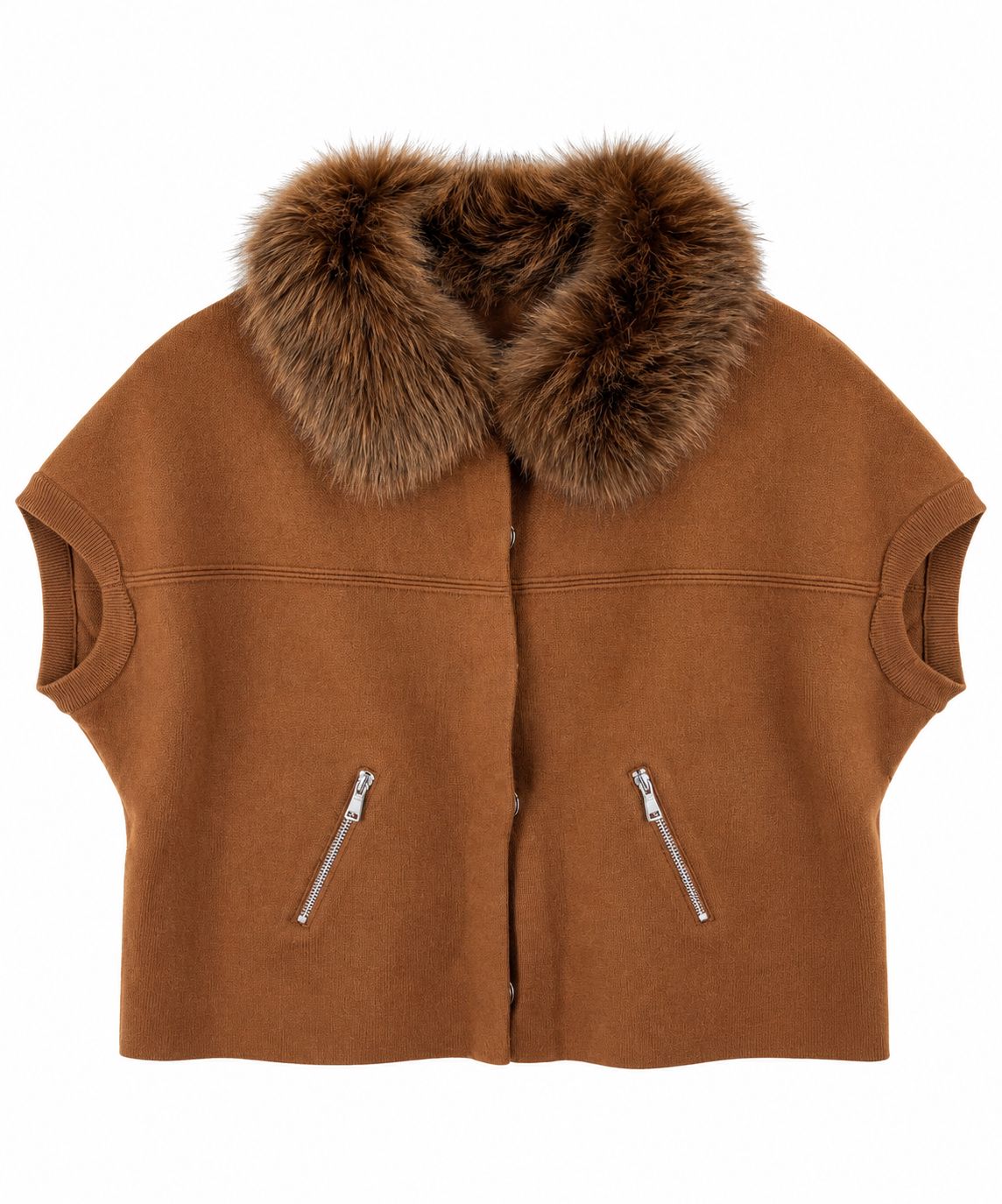 Faux Fur Trim Cardigan-Jackets-Uniquities