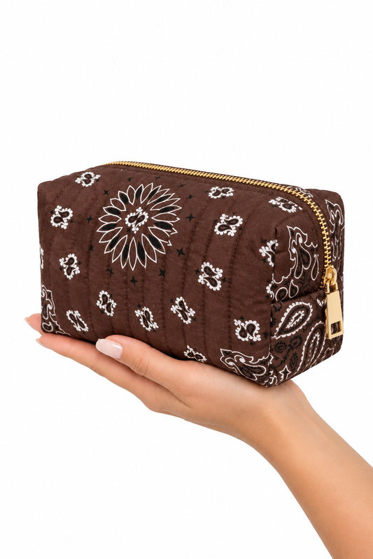 Bandana Cosmetic Pouch in Coco Brown-Accessories-Uniquities