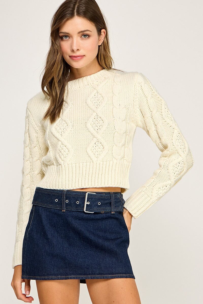 Harlow Cable Knit Sweater-Sweaters-Uniquities