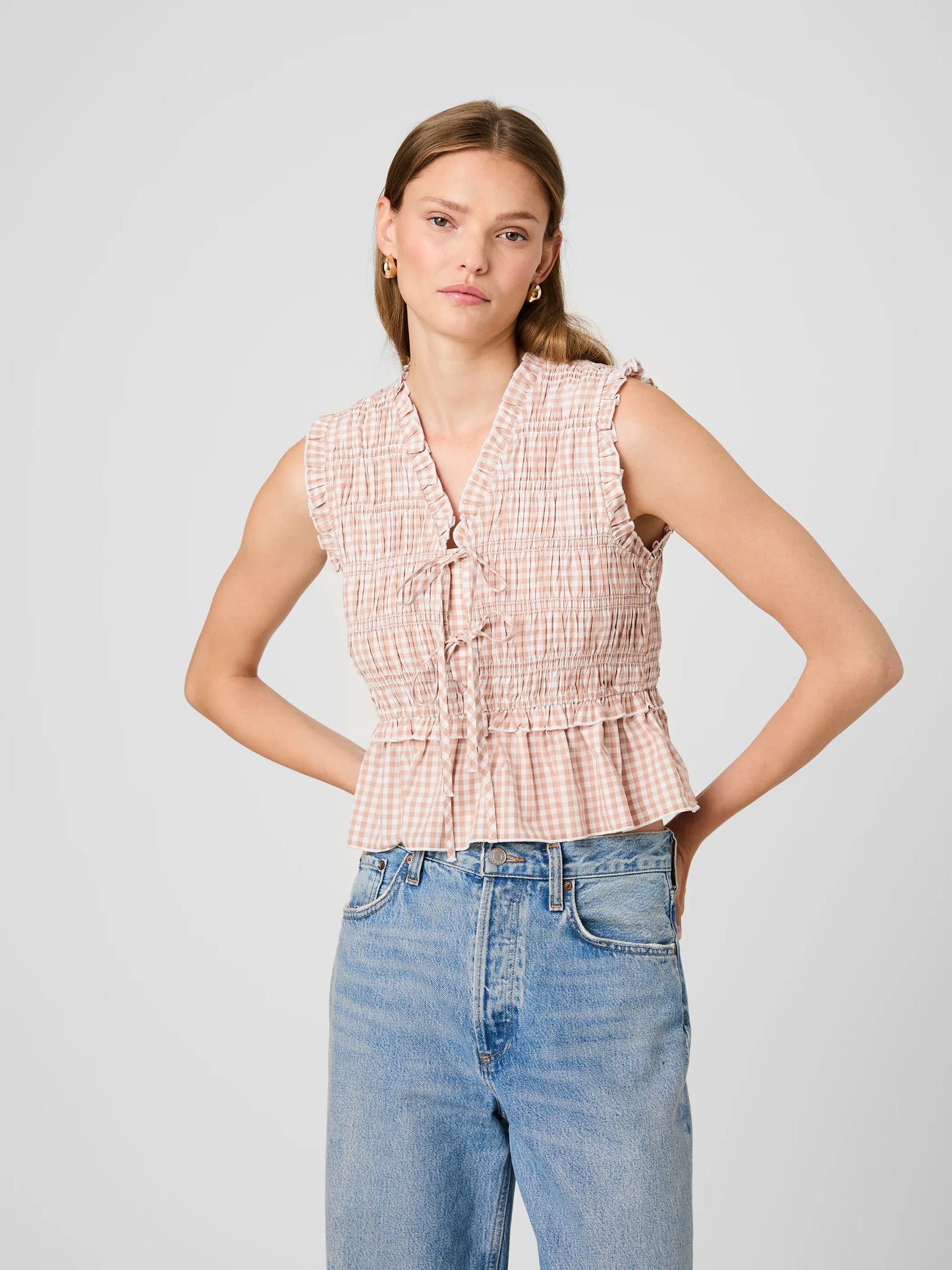 Rhodes Gingham Top-Tops/Blouses-Uniquities