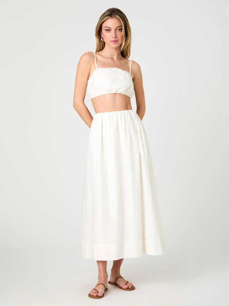 Nomi Cotton Ruched Midi Skirt-Bottoms-Uniquities