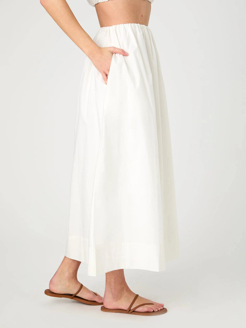 Nomi Cotton Ruched Midi Skirt-Bottoms-Uniquities