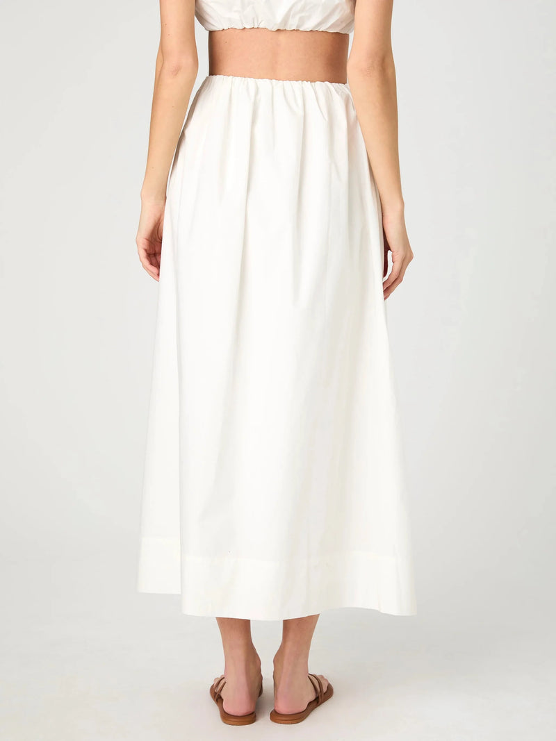 Nomi Cotton Ruched Midi Skirt-Bottoms-Uniquities
