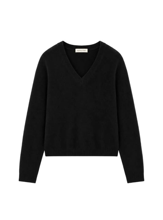 Cashmere Ls Shrunken V Neck-Sweaters-Uniquities