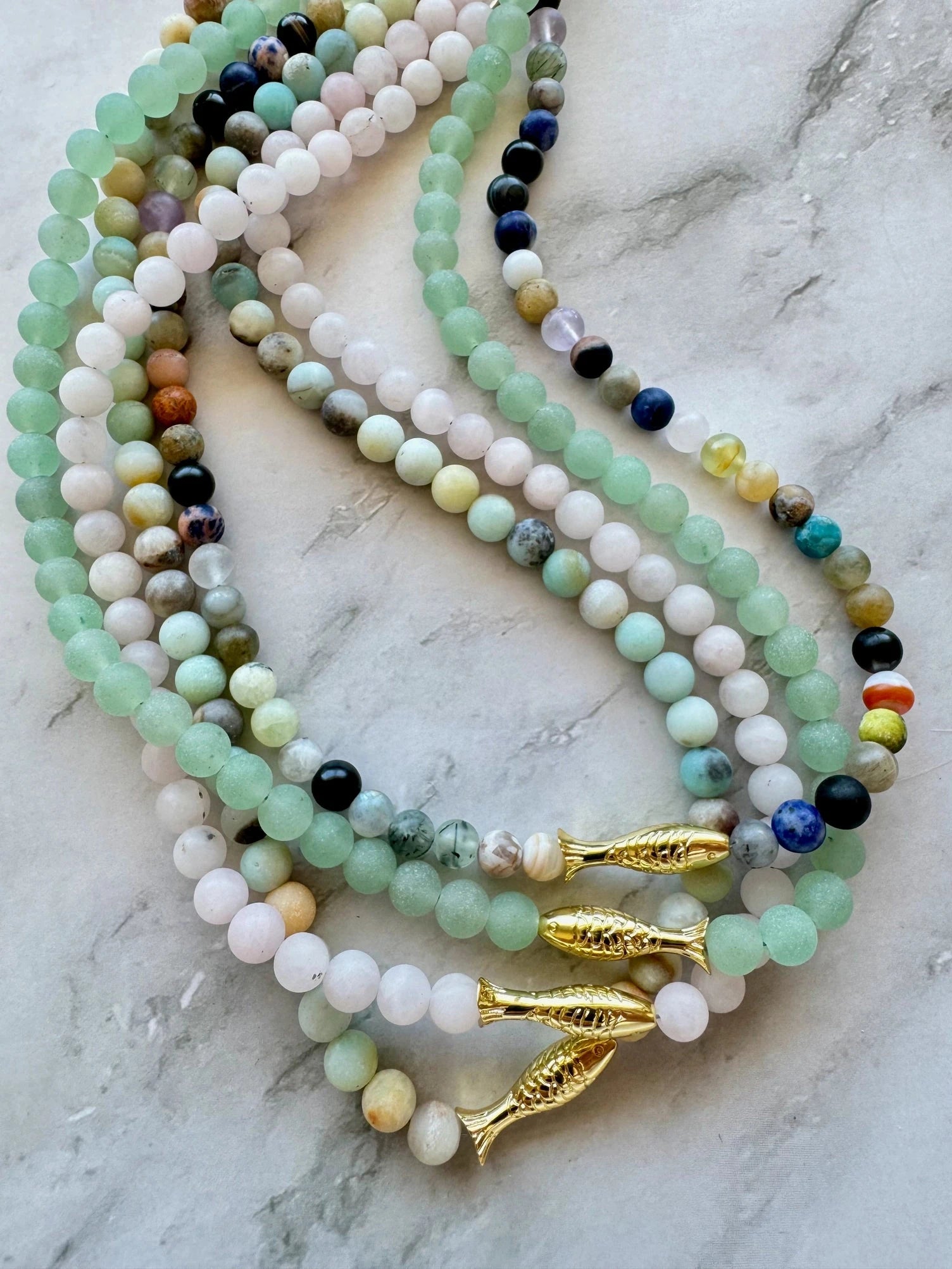 Ashia Beaded Fish Necklace-Jewelry-Uniquities